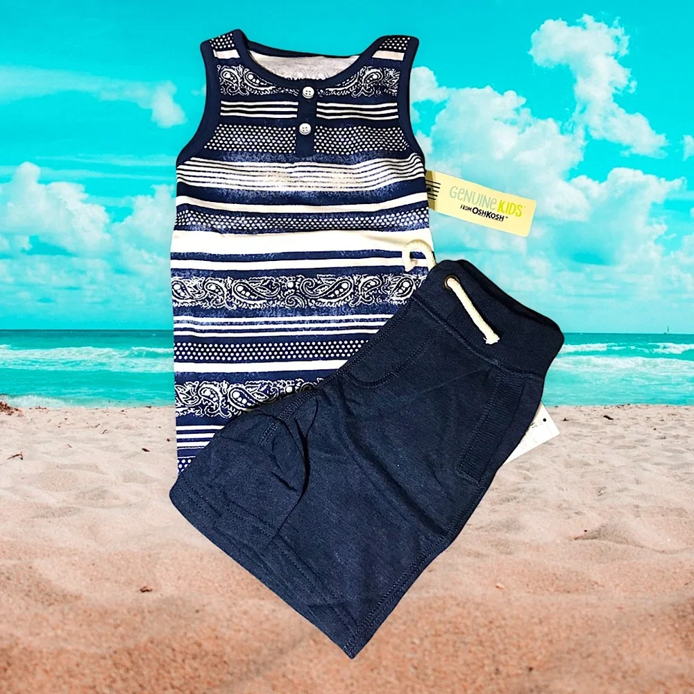 Striped Tank with SweatShorts Set by OshKosh NWT Retro Deadstock Vintage
